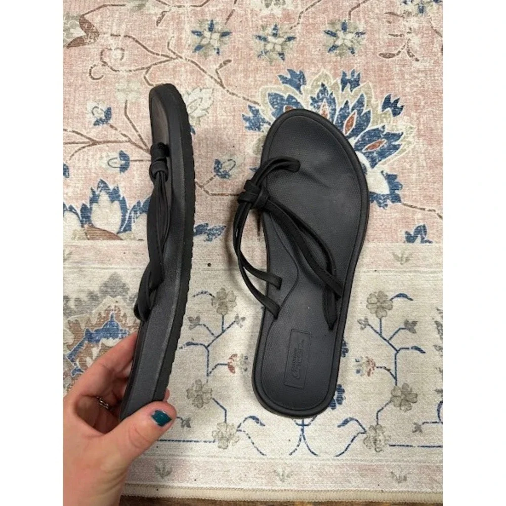 Comfort Strappy Minimalist Saltwater Sandals Womens 10 Black Flip Flops